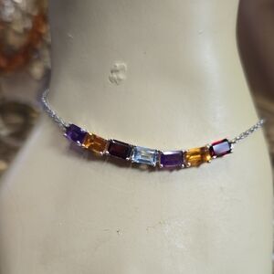 Colorful Multi Gemstone Bracelet with Silver Chain